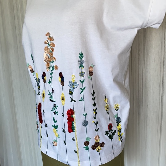 Twin-set embroidery/beads/ribbons white boxy fit T-Shirt - Picture 7 of 17